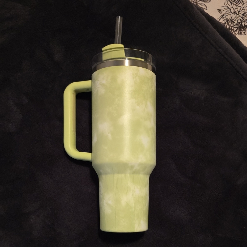 Stanley Light Green Marbled Tumbler with Handle